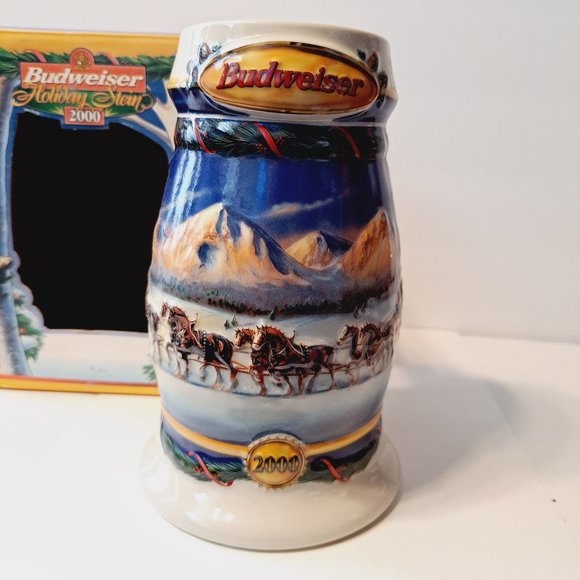 BUDWEISER 2000 Holiday STEIN Beer MUG "Holiday in the Mountains" New in Box COA - Picture 5 of 14